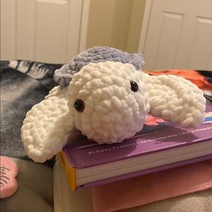 Handmade White and Purple Plush Turtle